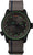 Reloj automático para hombre con correa de tela beige (rayas azules), esfera con detalles luminosos verdes
