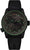 Reloj para hombre: esfera con iluminación Trigalight verde, manecillas negras, correa de caucho negra