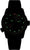 Reloj para hombre con esfera negra, marcadores verdes y detalles rojos, correa de caucho negra
