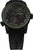 Reloj para hombre con esfera y iluminación Trigalight verde, caja gris, correa de caucho negra