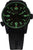 Reloj de pulsera negro para hombre con números verde neón y correa de silicona negra