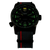 Reloj Traser para hombre: esfera negra con índices luminiscentes verdes y correa de tela con raya roja
