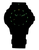 Reloj de pulsera para hombre: índices y manecillas luminiscentes verdes sobre esfera oscura
