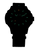 Reloj de pulsera para hombre: esfera negra con manecillas e índices luminiscentes verdes.