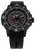 Pulsera de hombre con esfera negra, manecillas rojas y correa de caucho negra