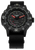 Pulsera para hombre: esfera negra, manecillas rojas, Trigalight, correa de tela negra