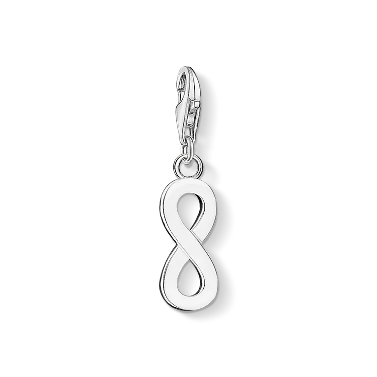 Colgante Charm Infinito en plata de ley 925, brillante con incrustaciones oscuras