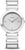 Reloj Bering para mujer con pulsera de metal plateado, esfera redonda con patrón de rayos