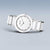 "Reloj de mujer con esfera redonda blanca y brazalete de cerámica blanca, cierre desplegable"
