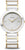 Reloj Bering para mujer con pulsera de cerámica blanca y esfera redonda con rayas