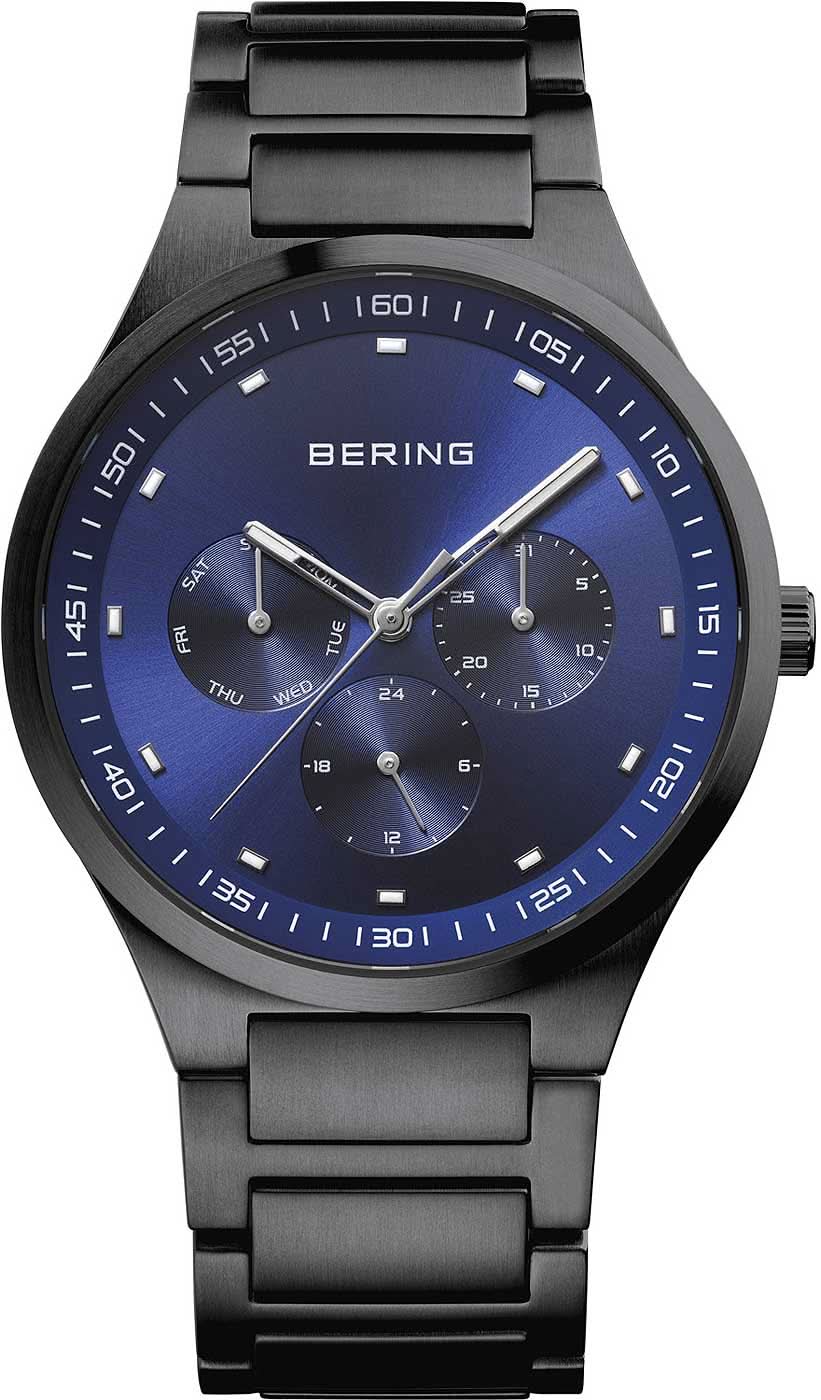 Reloj de hombre con esfera azul y brazalete de metal negro