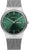 Reloj plateado para hombre con esfera verde, correa milanesa y fecha