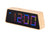 LED-Wecker mit Bambusgehäuse und farbwechselndem LED-Display, zeigt Zeit 12:19