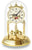 Reloj de mesa color caqui bajo campana de cristal, números arábigos y corona decorativa de flores