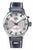 Reloj UMF Ruhla para hombre con caja plateada, esfera blanca e índices verdes, correa de piel.