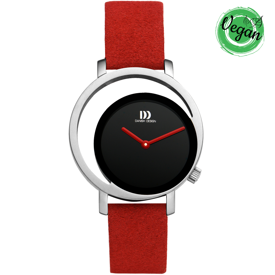 Danish Design Pico IV24Q1271 Damenuhr Rot • Exzentrisches Zifferblatt • Mikrofaser-Armband