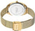 "Reloj de mujer con esfera plateada y pulsera de malla dorada"