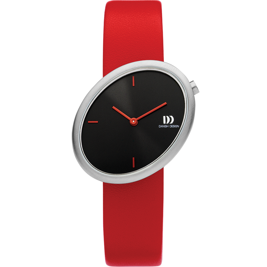 Danish Design Frihed IV24Q1284 Ellipse Armbanduhr Rot • Elliptisches Gehäuse • Mineralglas