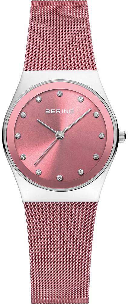Reloj Bering para mujer con esfera rosa y correa milanesa rosa