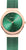 Reloj de mujer con correa Milanesa verde, bisel en tono oro rosa y esfera verde BERING