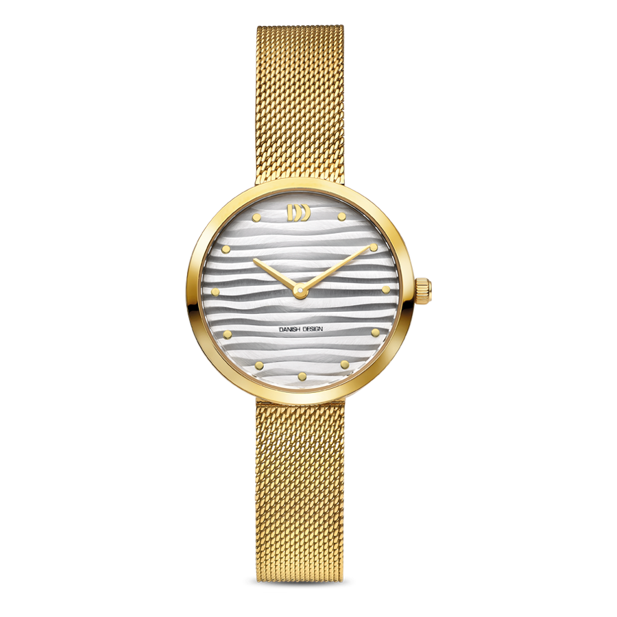 Danish Design Amelia Ripple IV05Q1307 Damenuhr Gold • Milanaise-Armband • Mineraluhrenglas