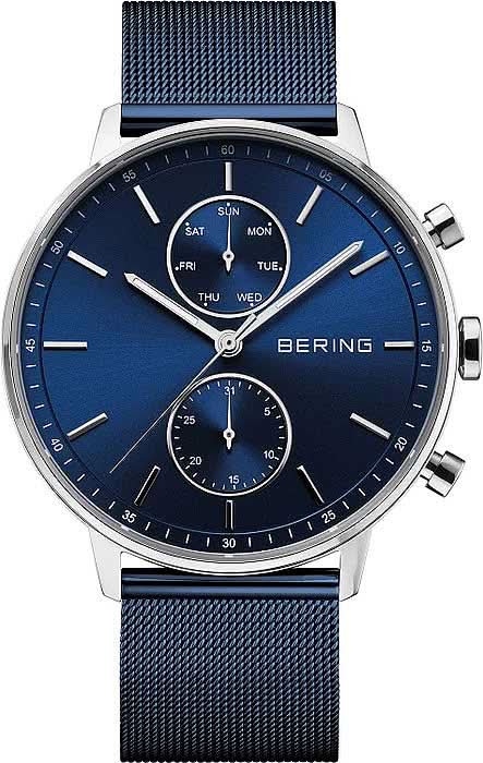 Pulsera de hombre con esfera azul y brazalete milanés azul