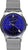 Reloj de hombre con correa de malla plateada y esfera azul, tres manecillas