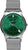 Pulsera de hombre con esfera verde y brazalete de eslabones de metal plateado