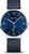 Reloj Bering para hombre con esfera azul, índices blancos y correa de malla azul