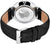 Reloj de hombre con fondo redondo de acero inoxidable, correa de cuero negra y hebilla de pasador
