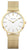 "Reloj de mujer con esfera blanca y pulsera milanesa dorada"