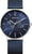 Reloj de hombre: esfera azul oscuro, caja de acero inoxidable y correa milanesa azul