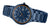 Pulsera de hombre frontal con esfera azul, bisel naranja y correa de metal