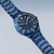 Reloj solar para hombre, esfera azul con visualización de fecha, correa de metal azul