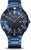 Reloj solar para hombre con esfera azul y correa de milanesa azul, cristal de zafiro
