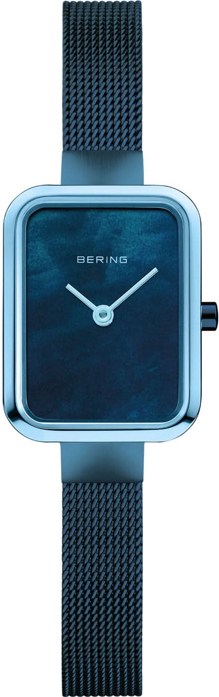 Reloj cuadrado para mujer con esfera azul y correa milanesa azul oscuro