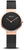 "Reloj de mujer con esfera negra, caja de oro rosa y correa milanesa negra"