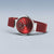 "Reloj de mujer con esfera roja y correa de malla roja, bisel plateado"