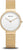 Reloj de mujer con pulsera Milanesa dorada, esfera blanca y bisel