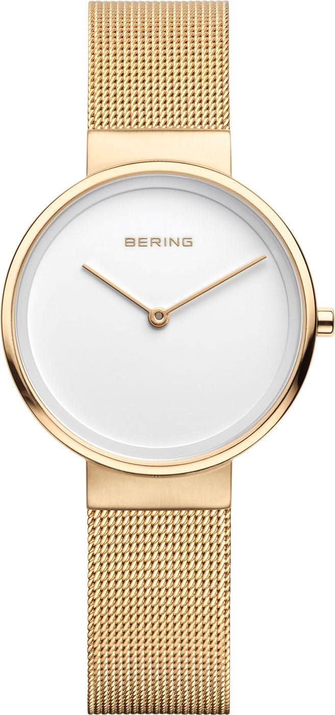 Reloj dorado para mujer con esfera blanca y fina pulsera Milanesa