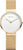 Reloj dorado para mujer con esfera blanca y fina pulsera Milanesa