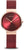 Reloj Bering para mujer con caja en oro rosa y esfera con brillo rojizo, correa de malla