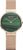 Reloj Bering para mujer con esfera verde y pulsera milanesa en tono oro rosa