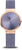 Reloj de mujer: caja de oro rosa, esfera azul con manecillas, pulsera milanesa azul