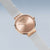 Pulsera de eslabones: bisel de oro rosa, esfera beige, correa milanesa plateada