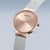 Pulsera de eslabones: caja en oro rosa, esfera beige, correa milanesa plateada