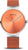 Reloj analógico con esfera naranja y correa milanesa naranja