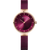 Bering Damen-Armbanduhr mit roségoldenem Gehäuse, bordeaux Zifferblatt und Meshband