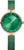 "Reloj de mujer con esfera verde, caja color oro rosa y correa de metal verde"