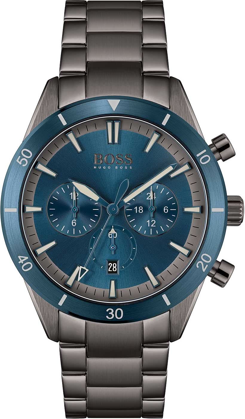 Reloj de hombre con esfera azul y correa de acero inoxidable color antracita